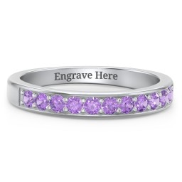 Shadow Band of Stones Ring in 925 Sterling Silver with Amethyst