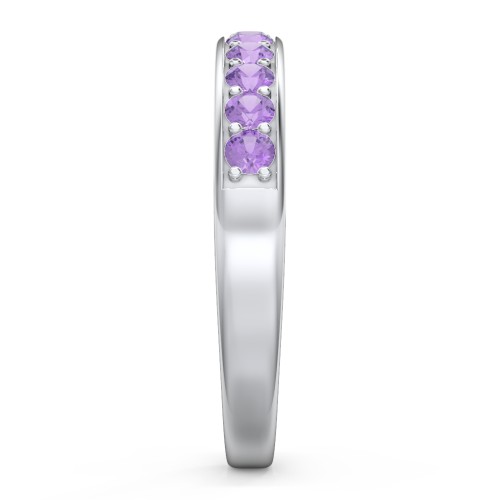 Shadow Band of Stones Ring – Sterling Silver with Amethyst