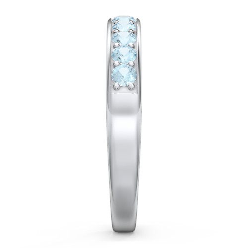 Shadow Band of Stones Ring – Sterling Silver with Blue Topaz