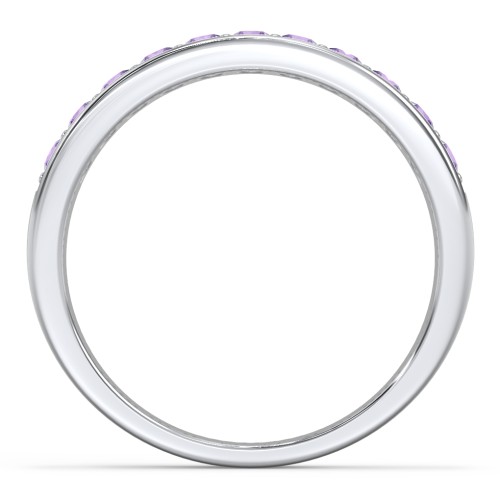Shadow Band of Stones Ring – Sterling Silver with Amethyst
