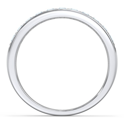 Shadow Band of Stones Ring – Sterling Silver with Blue Topaz