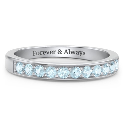 Shadow Band of Stones Ring – Sterling Silver with Blue Topaz
