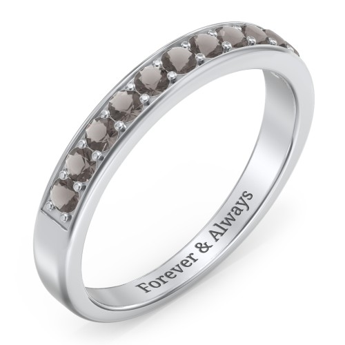 Shadow Band of Stones Ring – Sterling Silver with Smokey Quartz