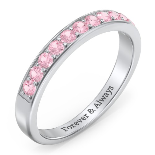 Shadow Band of Stones Ring – Sterling Silver with Pink Tourmaline