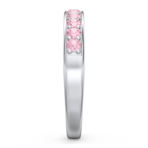 Shadow Band of Stones Ring – Sterling Silver with Pink Tourmaline