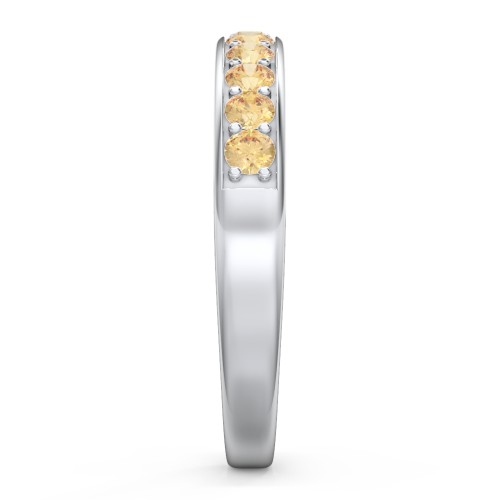 Shadow Band of Stones Ring – Sterling Silver with Citrine