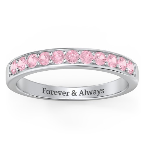 Shadow Band of Stones Ring – Sterling Silver with Pink Tourmaline
