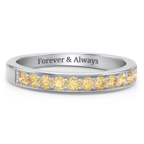 Shadow Band of Stones Ring – Sterling Silver with Citrine