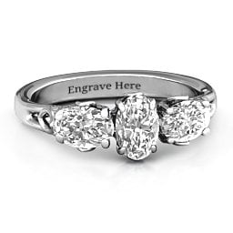Triple Oval Stone Engagement Ring