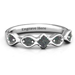 Infinite Wave with Princess Cut Centre Stone Ring in 925 Sterling Silver with Alexandrite