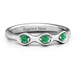 1-4 Infinite Wave Multi Stone Ring in 925 Sterling Silver with Emerald and Amethyst