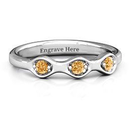 1-4 Infinite Wave Multi Stone Ring in 925 Sterling Silver with Citrine and Amethyst