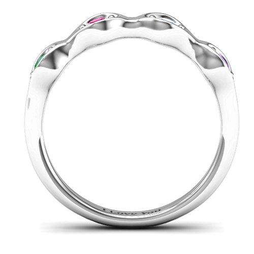 1-4 Infinite Wave Multi Stone Ring – Sterling Silver with Emerald, Ruby, Cubic Zirconia, and Amethyst