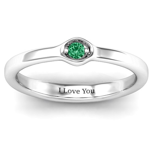 1-4 Infinite Wave Multi Stone Ring – Sterling Silver with Emerald