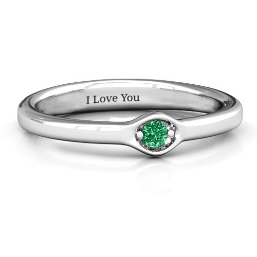 1-4 Infinite Wave Multi Stone Ring – Sterling Silver with Emerald