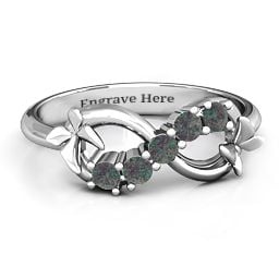 5 Stone Infinity with Soaring Butterflies