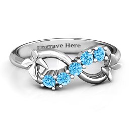 5 Stone Infinity with Soaring Butterflies in 925 Sterling Silver with Blue Topaz