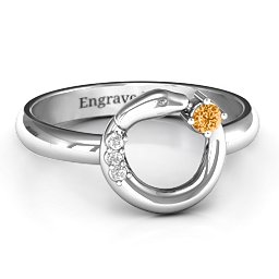 Ouroboros Snake Ring in 925 Sterling Silver with Citrine and White Premium Zirconia