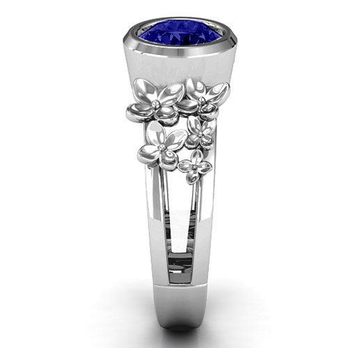 Beautiful Blossoms with Split Shank Ring – Sterling Silver with Blue Sapphire
