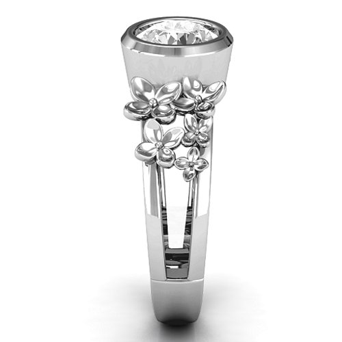 Beautiful Blossoms with Split Shank Ring – 10K White Gold with White Premium Zirconia