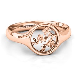 Full Circle Cherry Blossom Ring in 10K Solid Rose Gold