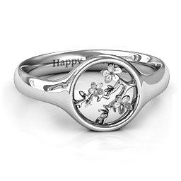 Full Circle Cherry Blossom Ring in 925 Sterling Silver