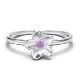Stacking Flower RIng in 925 Sterling Silver with Amethyst