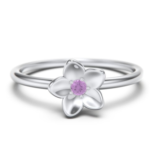 Stacking Flower RIng – Sterling Silver with Amethyst
