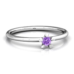 Stackr Hugging Heart Stone Ring in 925 Sterling Silver with Amethyst, Aquamarine, Pink Tourmaline, Ruby, and Citrine