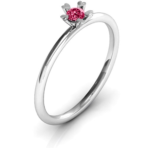 Stackr Hugging Heart Stone Ring – Sterling Silver with Ruby