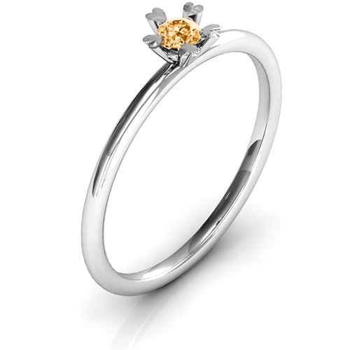 Stackr Hugging Heart Stone Ring – Sterling Silver with Citrine