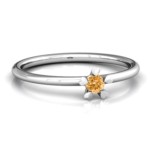 Stackr Hugging Heart Stone Ring – Sterling Silver with Citrine