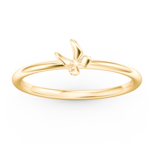 Engravable Stacking Butterfly Ring – 10K Yellow Gold