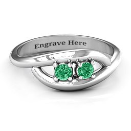 Perfect Pair Couple's Ring in 925 Sterling Silver with Emerald