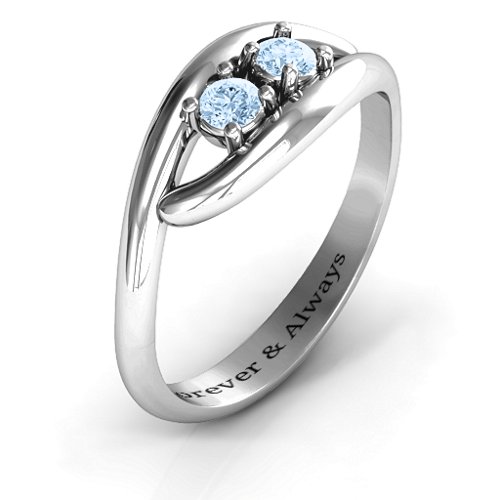 Perfect Pair Couple's Ring – Sterling Silver with Aquamarine