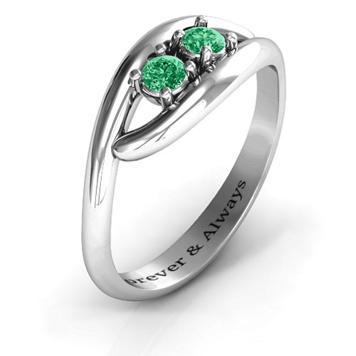 Perfect Pair Couple's Ring – Sterling Silver with Emerald