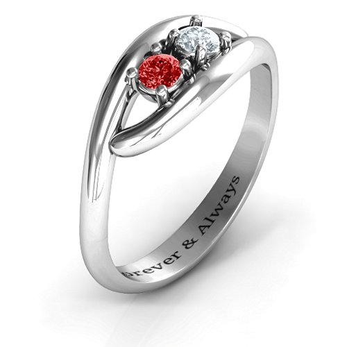 Perfect Pair Couple's Ring – Sterling Silver with Garnet and Cubic Zirconia
