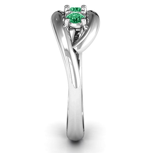 Perfect Pair Couple's Ring – Sterling Silver with Emerald