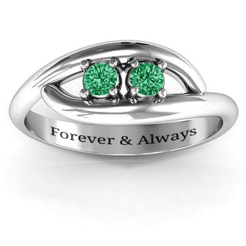 Perfect Pair Couple's Ring – Sterling Silver with Emerald