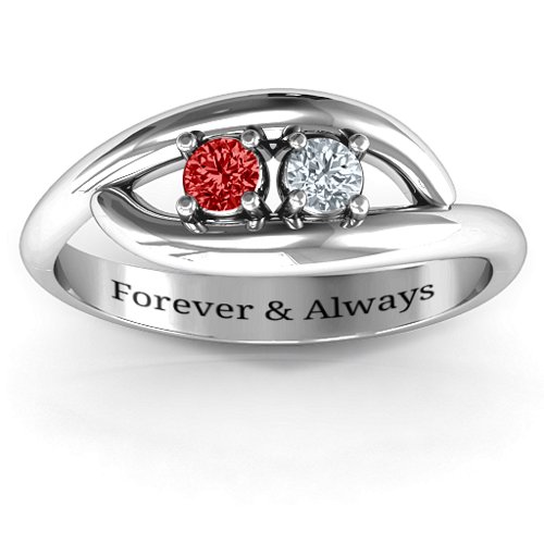 Perfect Pair Couple's Ring – Sterling Silver with Garnet and Cubic Zirconia