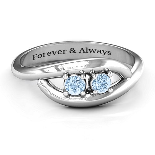 Perfect Pair Couple's Ring – Sterling Silver with Aquamarine