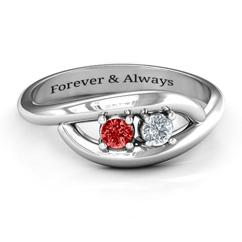 Perfect Pair Couple's Ring – Sterling Silver with Garnet and Cubic Zirconia