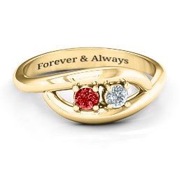 Perfect Pair Couple's Ring in 10K Solid Yellow Gold with Garnet and Cubic Zirconia