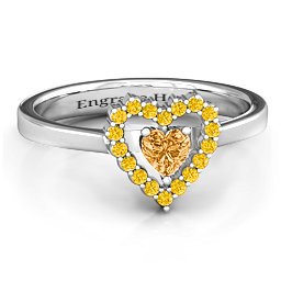 Heart in Heart Halo Ring