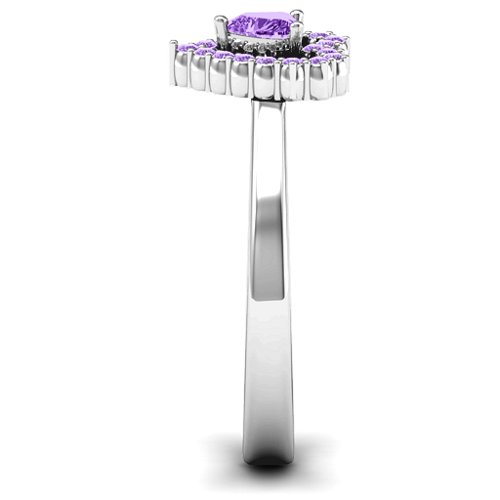 Heart in Heart Halo Ring – Sterling Silver with Amethyst and Amethyst Premium Zirconia