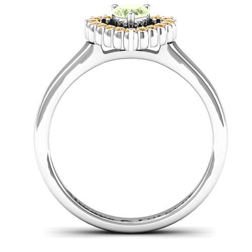 Heart in Heart Halo Ring – Sterling Silver with Peridot and Fancy Yellow Premium Zirconia