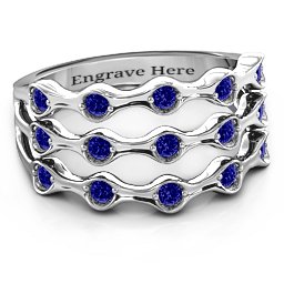 Alternating Stone Fashion Wave Ring