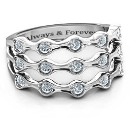 Alternating Stone Fashion Wave Ring