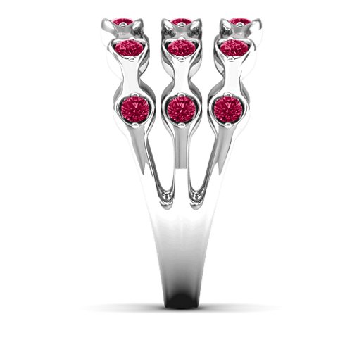 Alternating Stone Fashion Wave Ring – Sterling Silver with Ruby