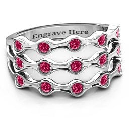 3 Row Fashion Wave Ring